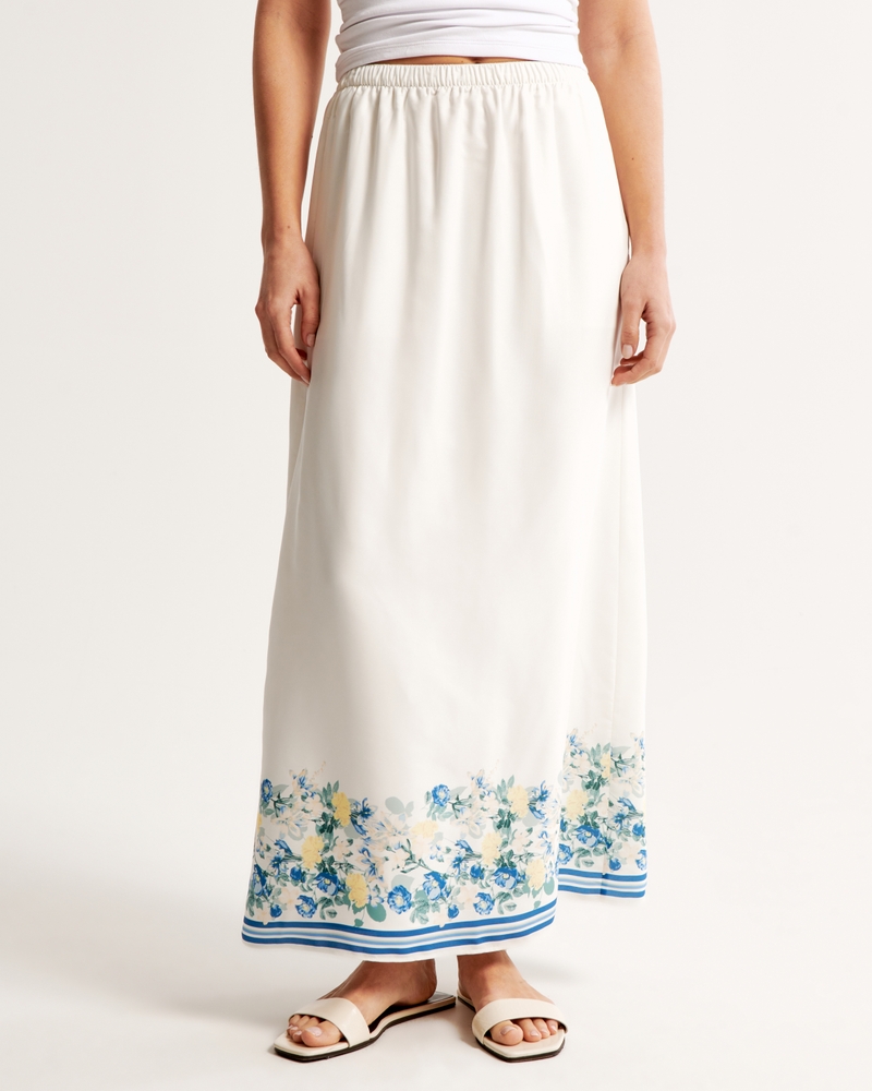 Faux Silk Maxi Skirt