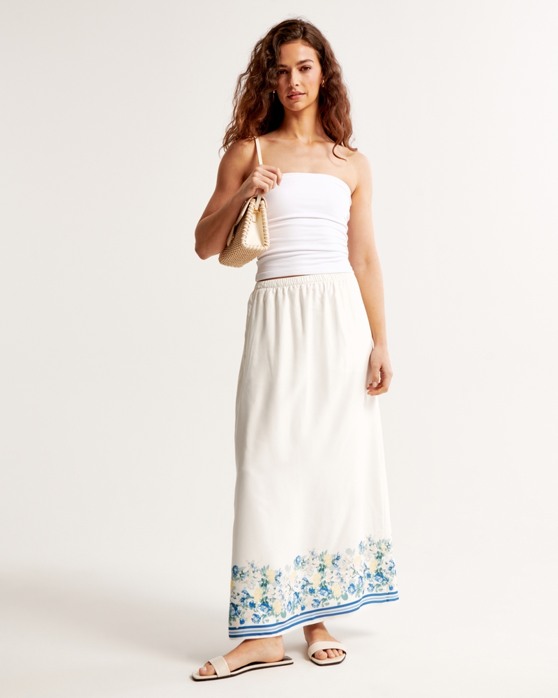 Faux Silk Maxi Skirt