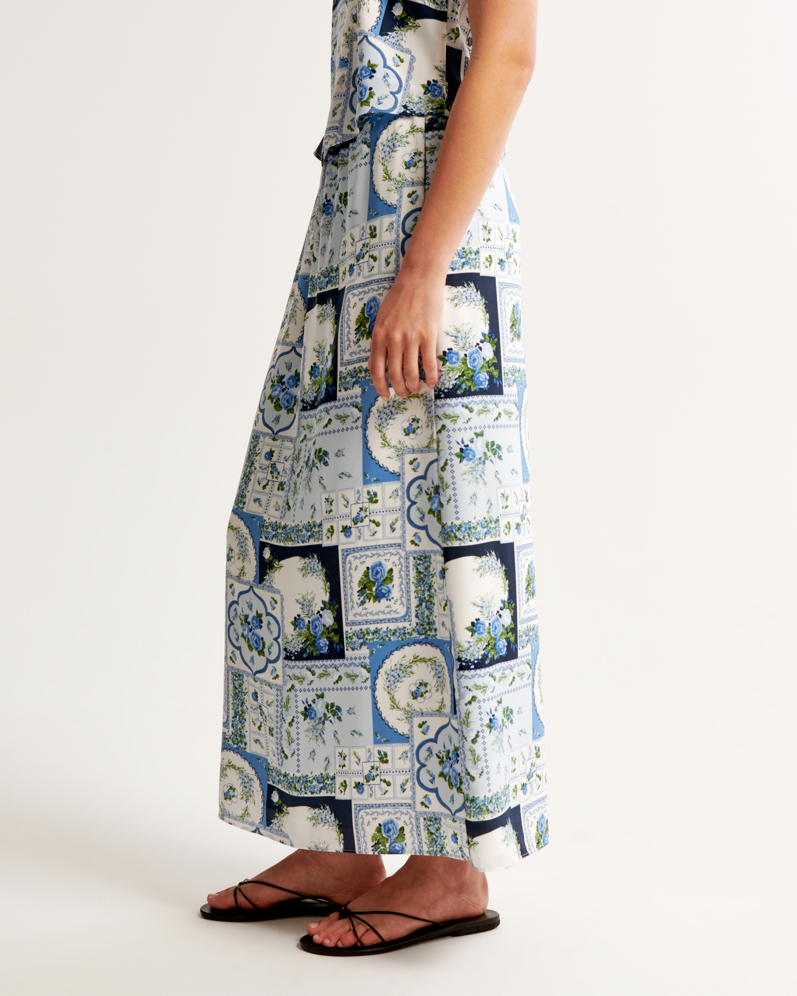 Faux Silk Maxi Skirt