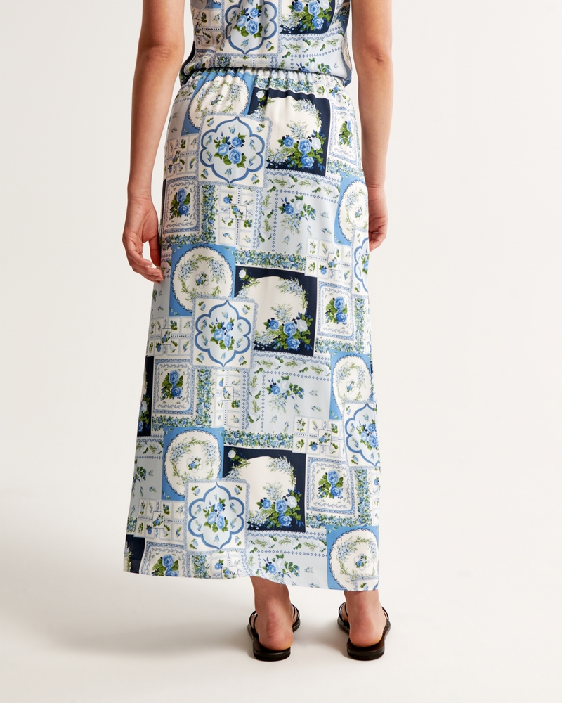 Faux Silk Maxi Skirt