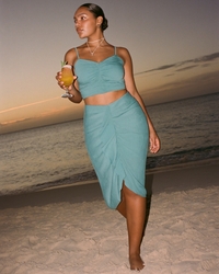 Ruched Flowy Midi Skirt