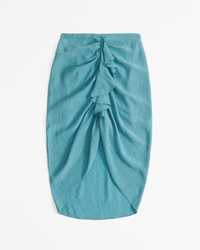 Ruched Flowy Midi Skirt