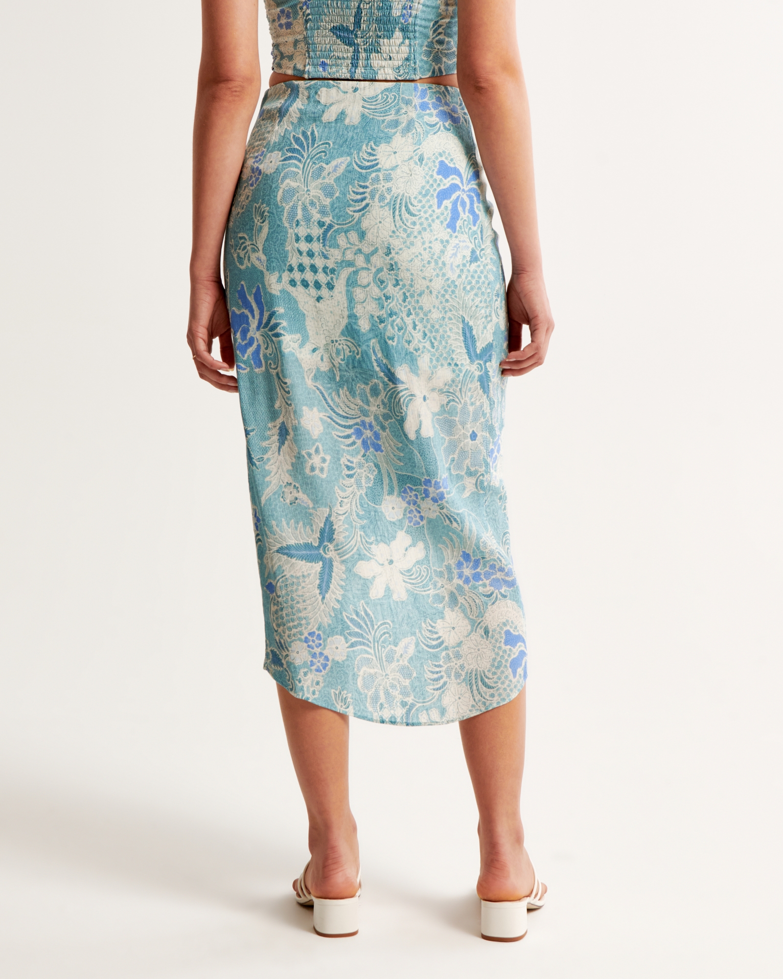 Ruched Flowy Midi Skirt