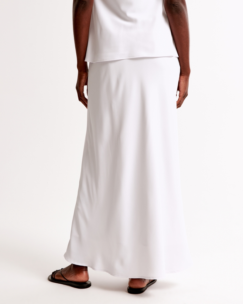 Mid Rise Satin Maxi Skirt