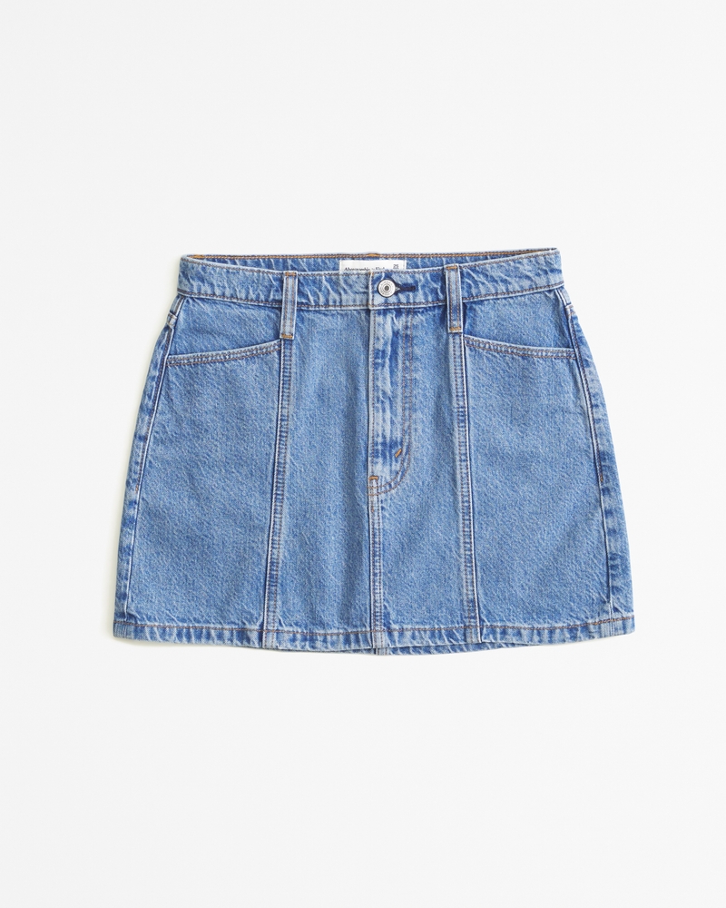 Seamed Denim Mini Skirt