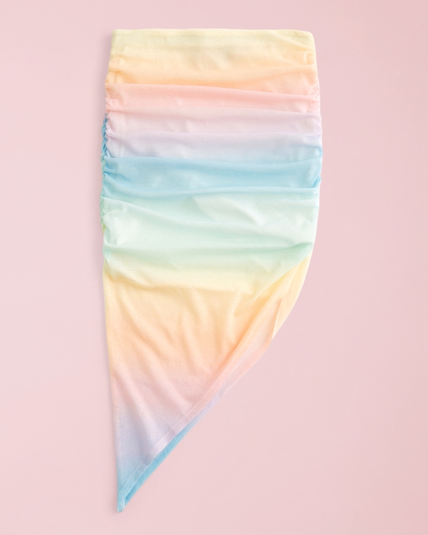 Pride Mesh Asymmetrical Midi Skirt, Multicolored