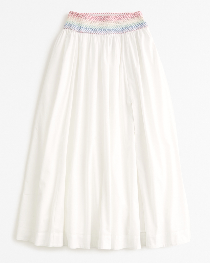 Pride Smocked High-Slit Maxi Skirt