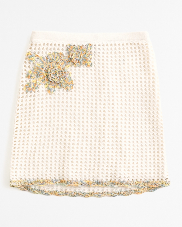 Pride Crochet-Style Rosette Mini Skirt, Cream