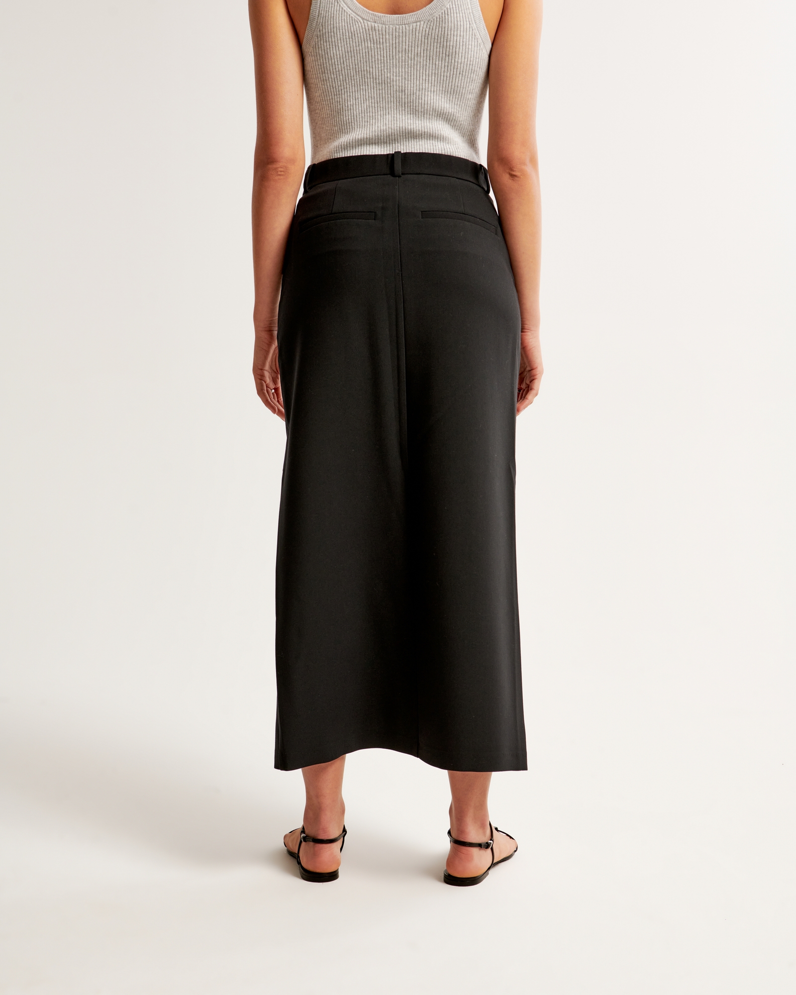 Front-Slit Tailored Maxi Skirt