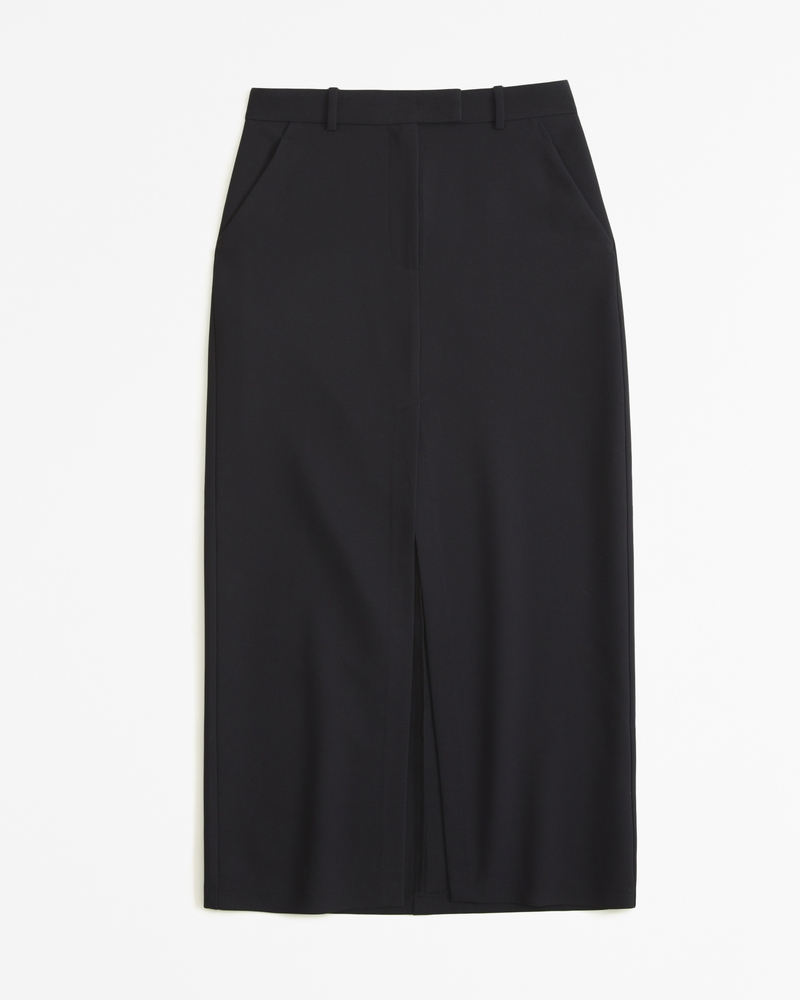 Black pencil skirt front split best sale