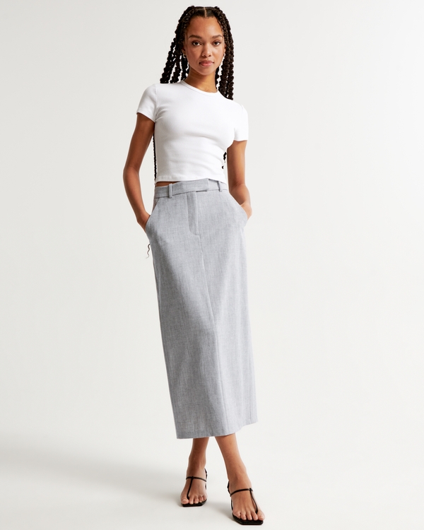 Tailored Maxi Skirt, Grey