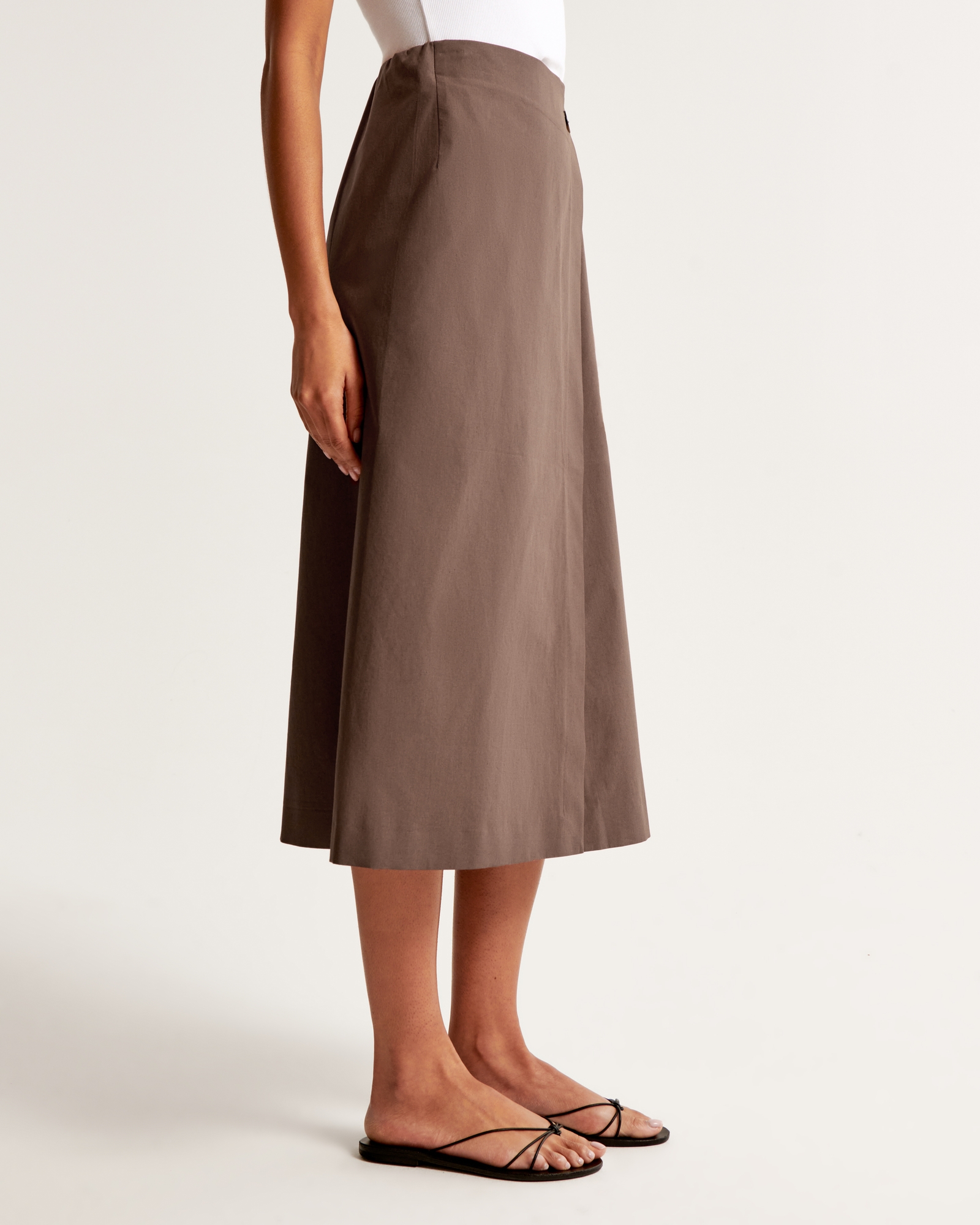 Poplin Wrap Midi Skirt