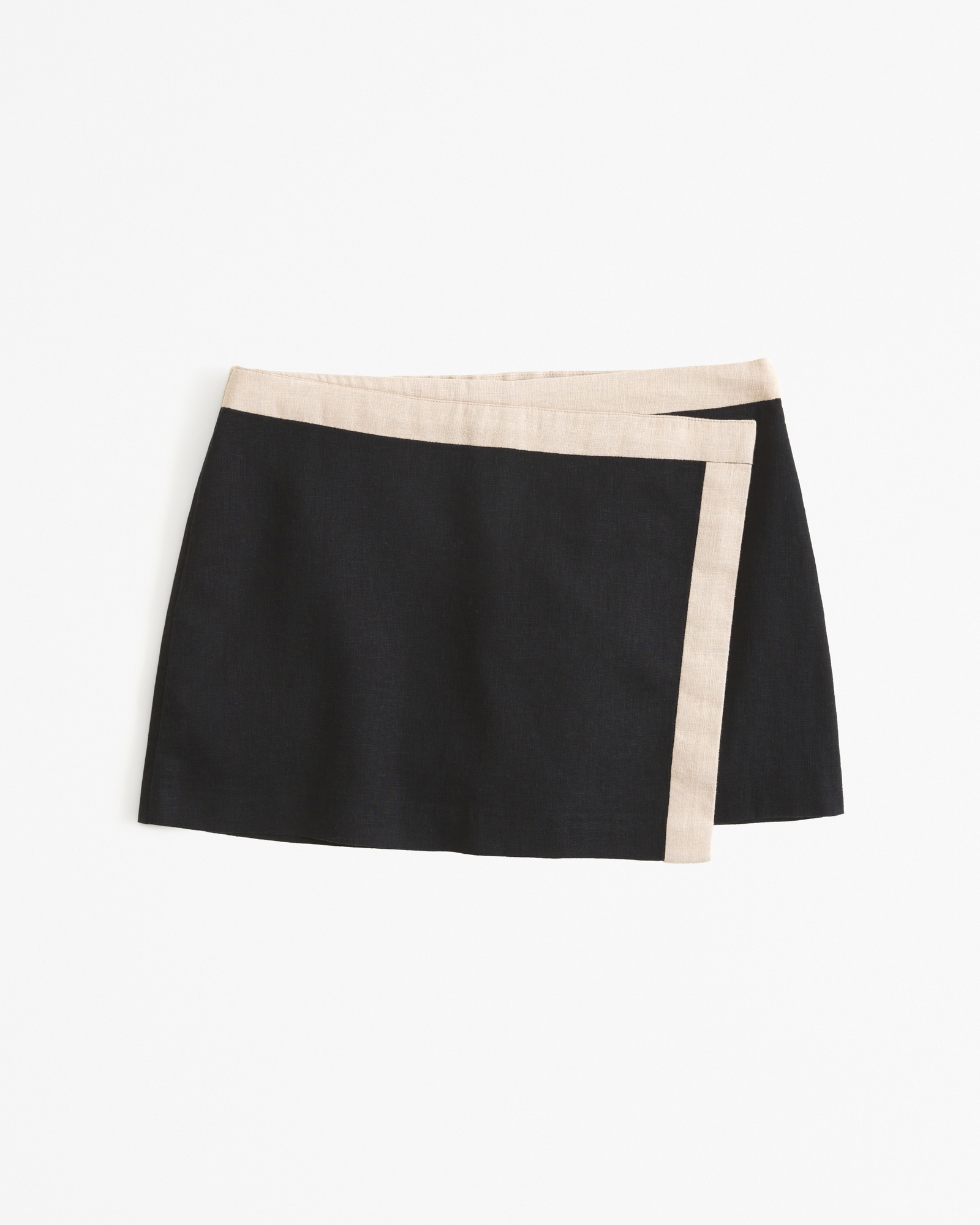 Mid Rise Linen-Blend Tailored Mini Skort