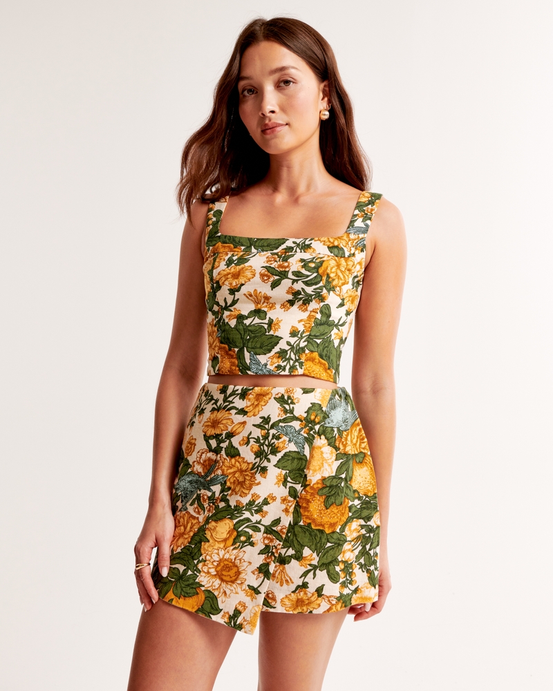 The A&F Scarlett Linen-Blend Wrap Mini Skort