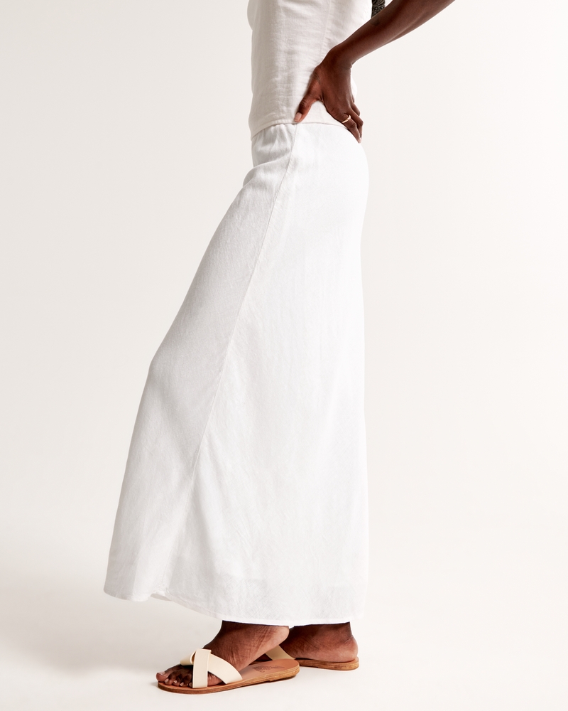 Linen-Blend Column Maxi Skirt