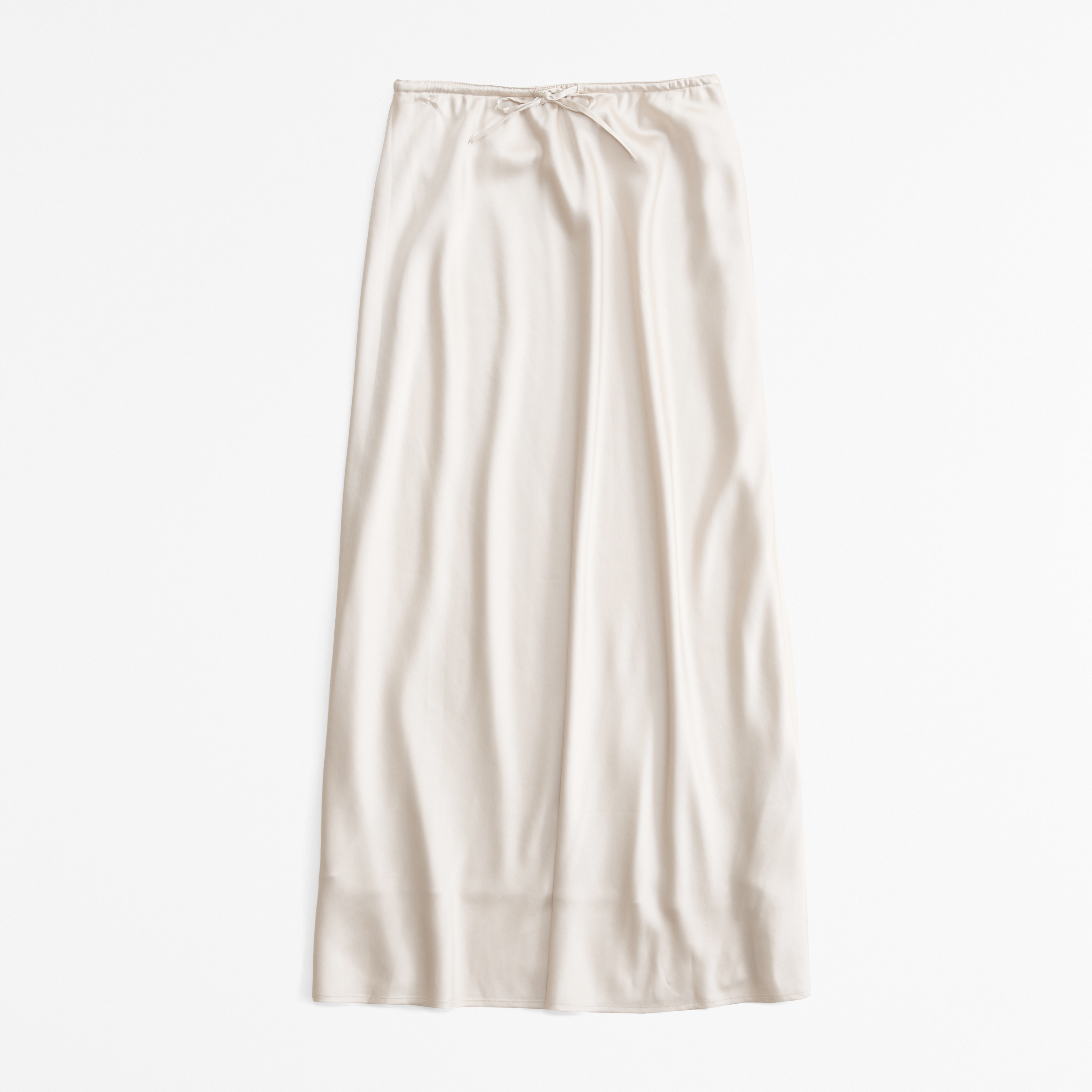 Abercrombie & Fitch Mid Rise Satin Maxi Skirt In Brown