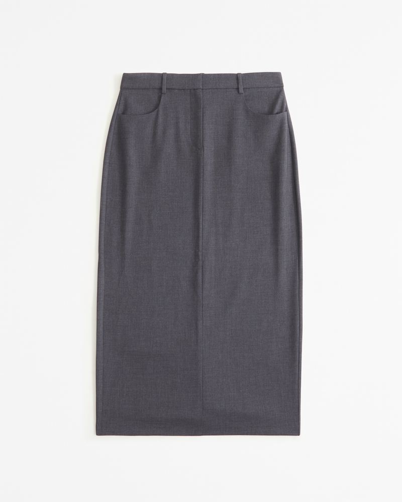 スカート Slit detail tailored maxi skirt gray Women's Mid Rise Tailored Back-Slit Maxi Skirt | Women's