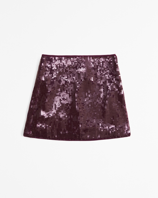 Sequin Mini Skort, Burgundy