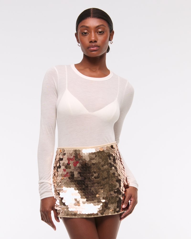 Mid Rise Sequin Skort
