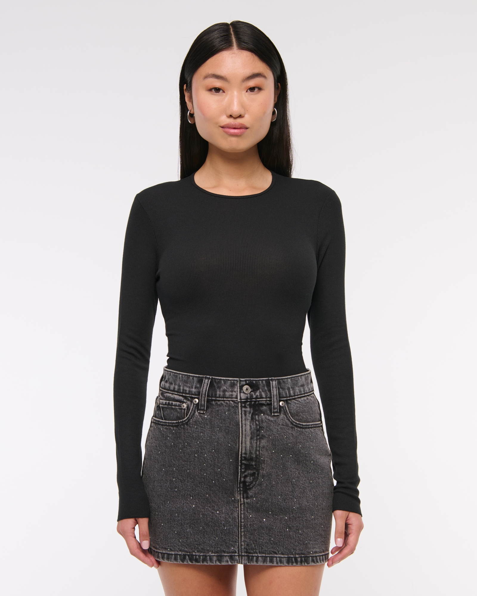 Low Rise Denim Mini Skirt