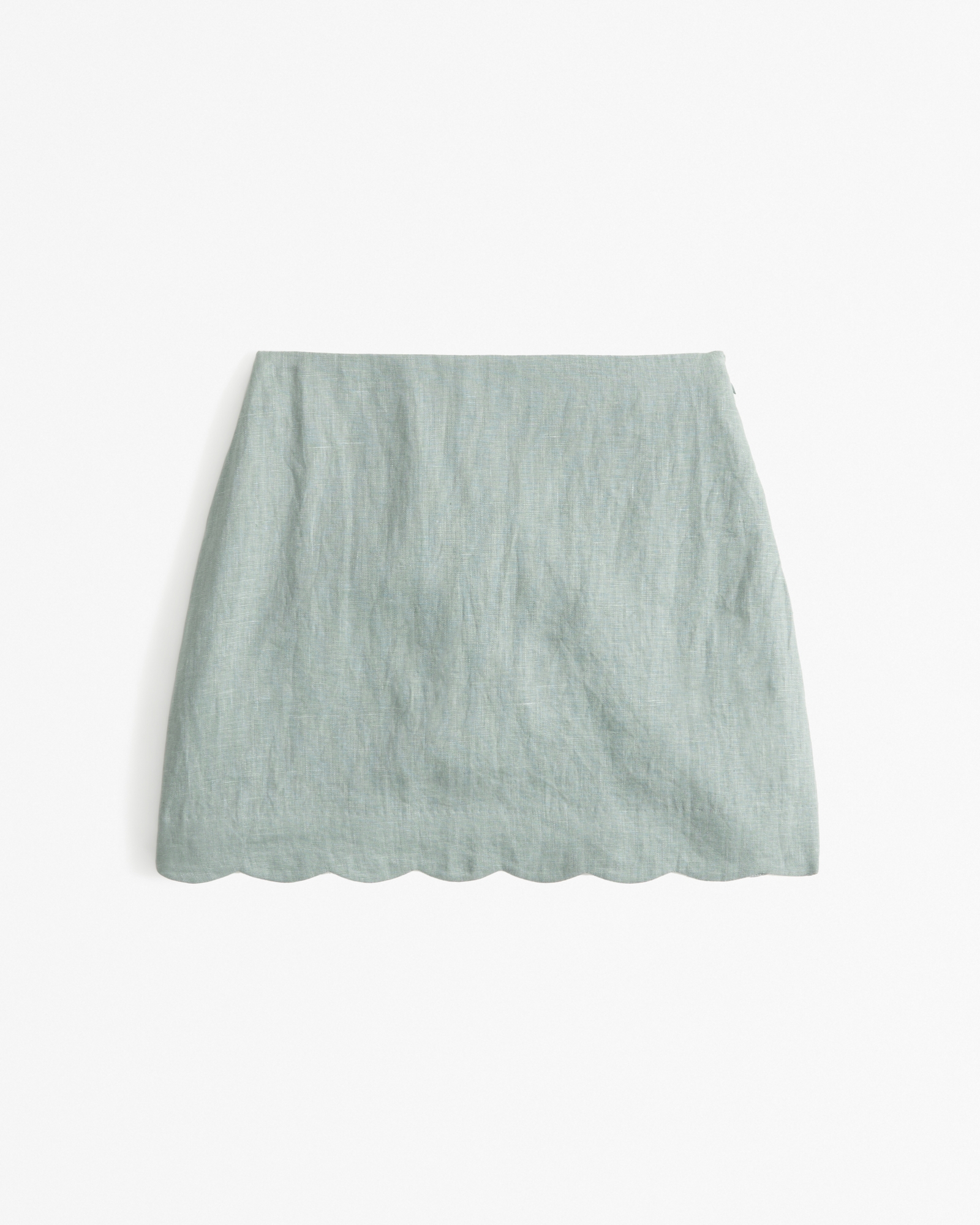 Premium Linen Scallop-Hem Mini Skort