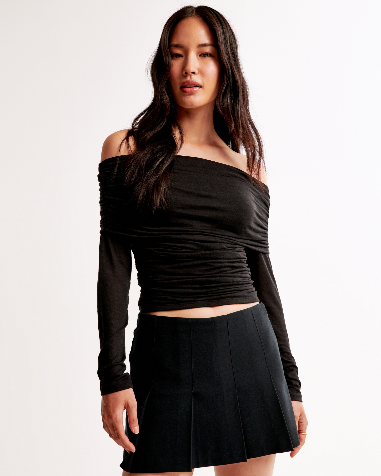 Mid Rise Pleated Mini Skort