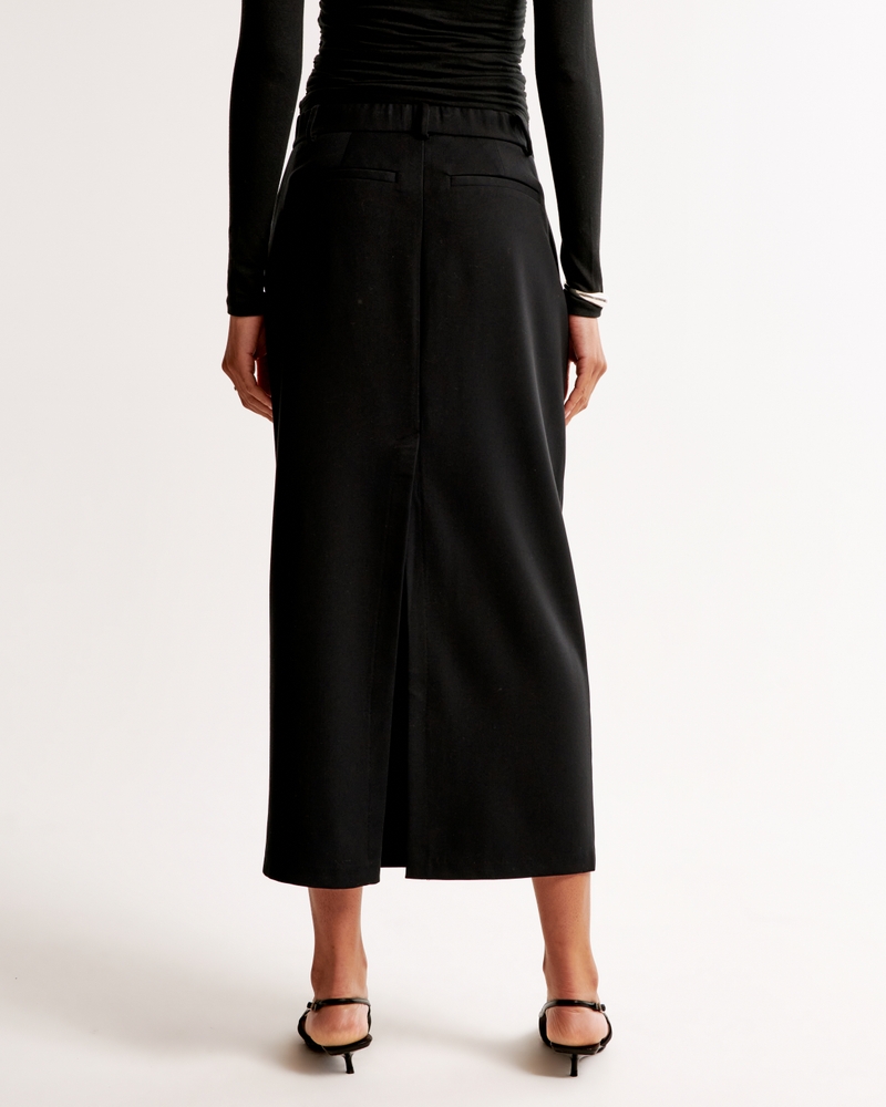 Mid Rise Tailored Maxi Skirt