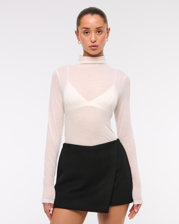 Mid Rise Wrap Skort, Black view 1