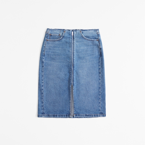 Женские юбки Abercrombie & Fitch Mid Rise Denim Zip-Front Midi Skirt