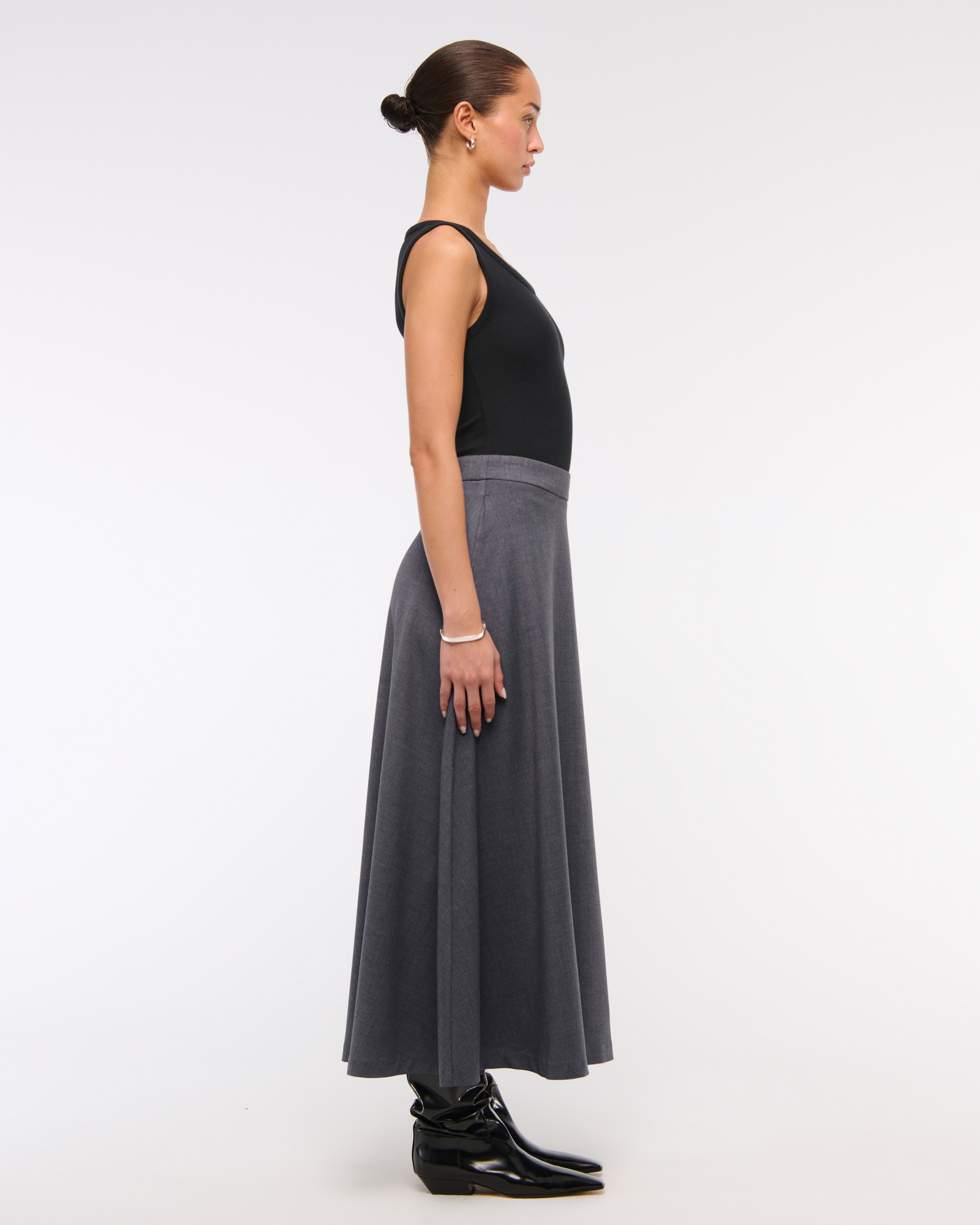 High Rise Circle-Cut Maxi Skirt