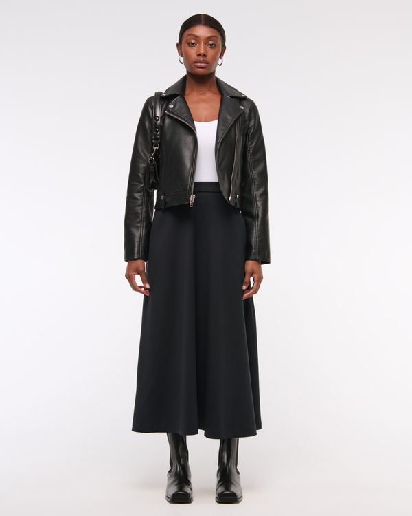 High Rise Circle-Cut Maxi Skirt, Black view 1