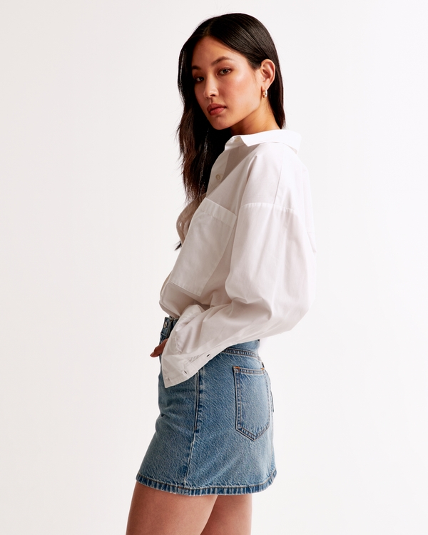 Pleated Denim Mini Skirt