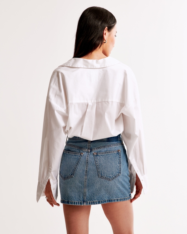 Pleated Denim Mini Skirt