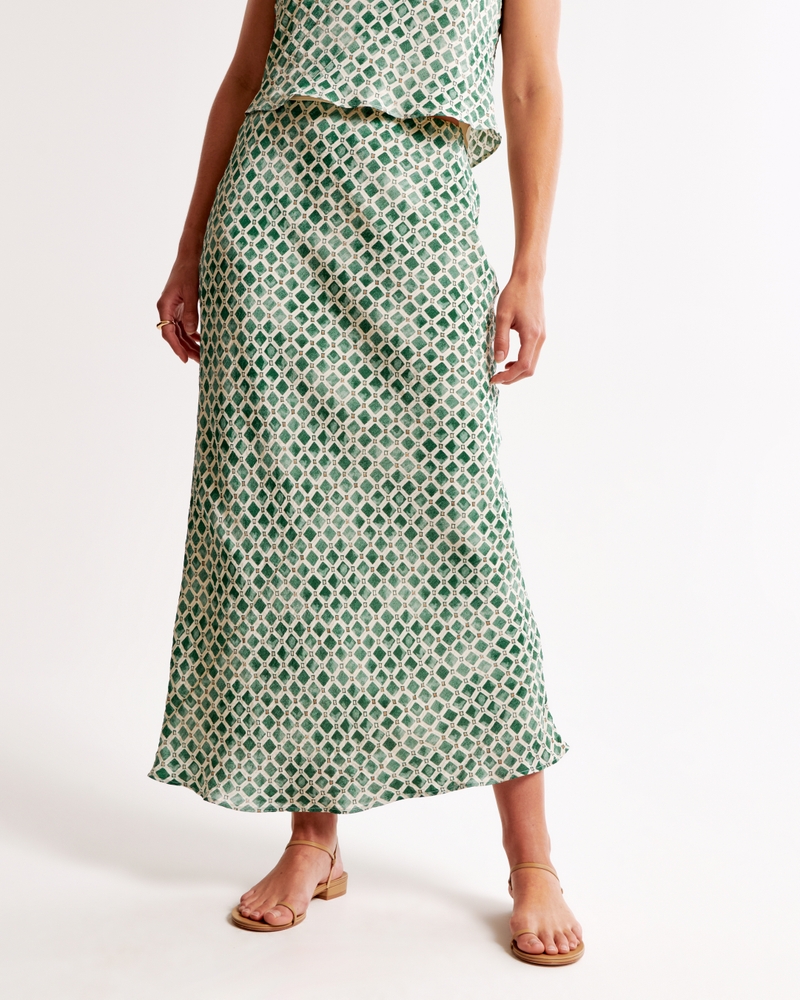 Crinkle Nylon Maxi Skirt