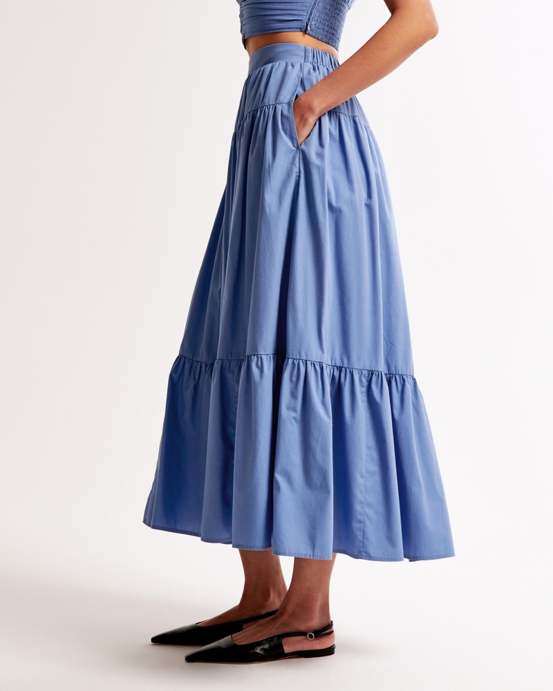 Poplin Tiered Maxi Skirt