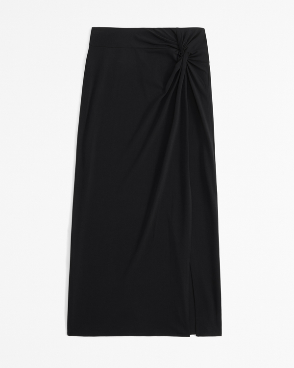 Knotted Midi Skirt, Black view 1