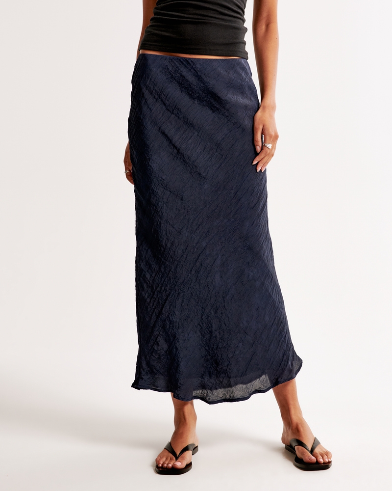 Crinkle Nylon Maxi Skirt