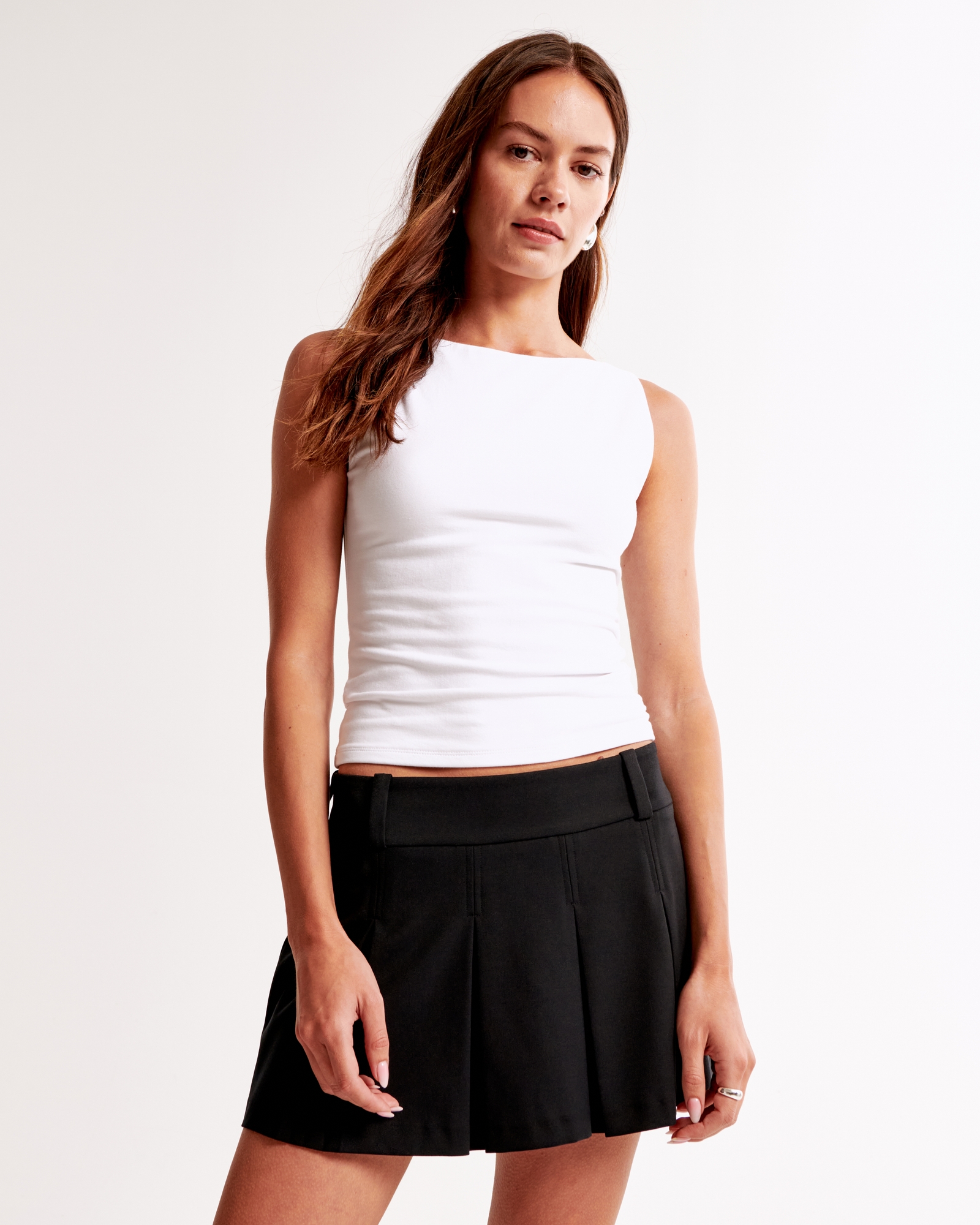 Mid Rise Pleated Mini Skort