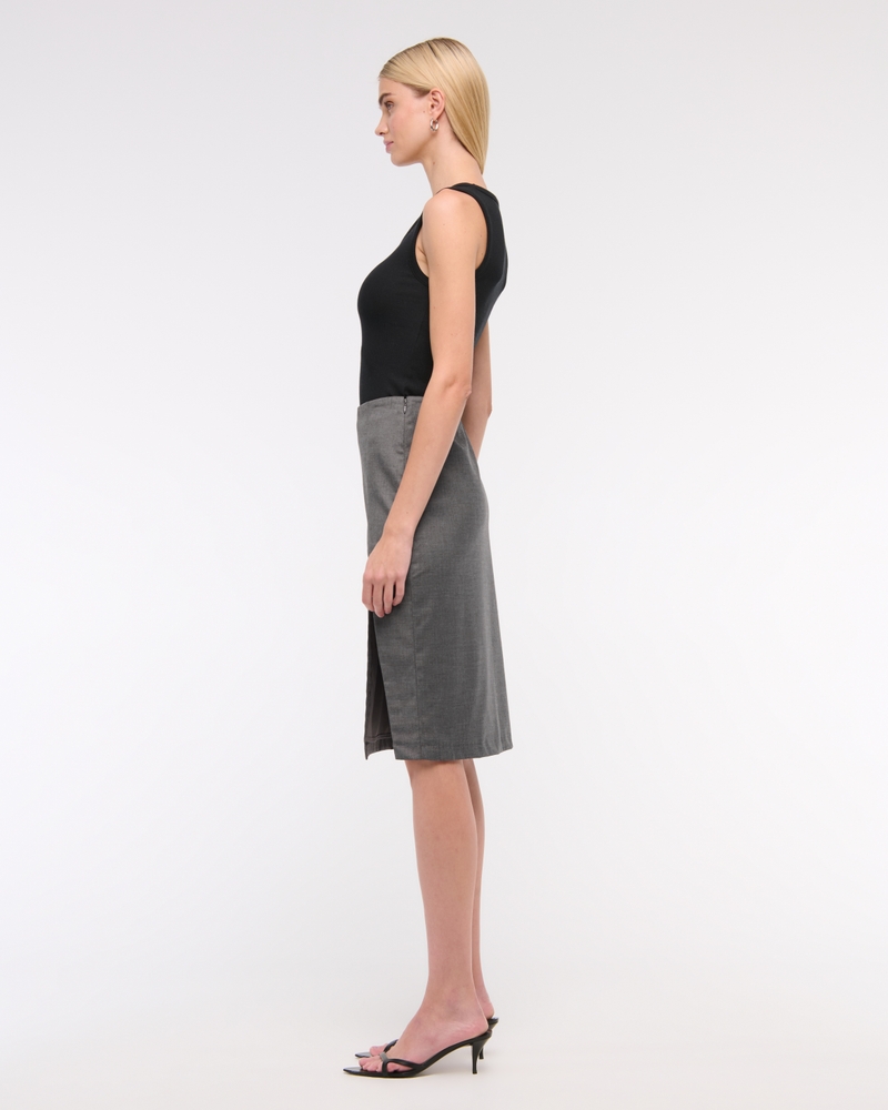 Mid Rise Pencil Midi Skirt