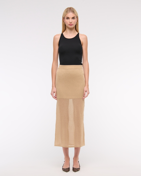 Sweater Maxi Skirt, Gold Shimmer