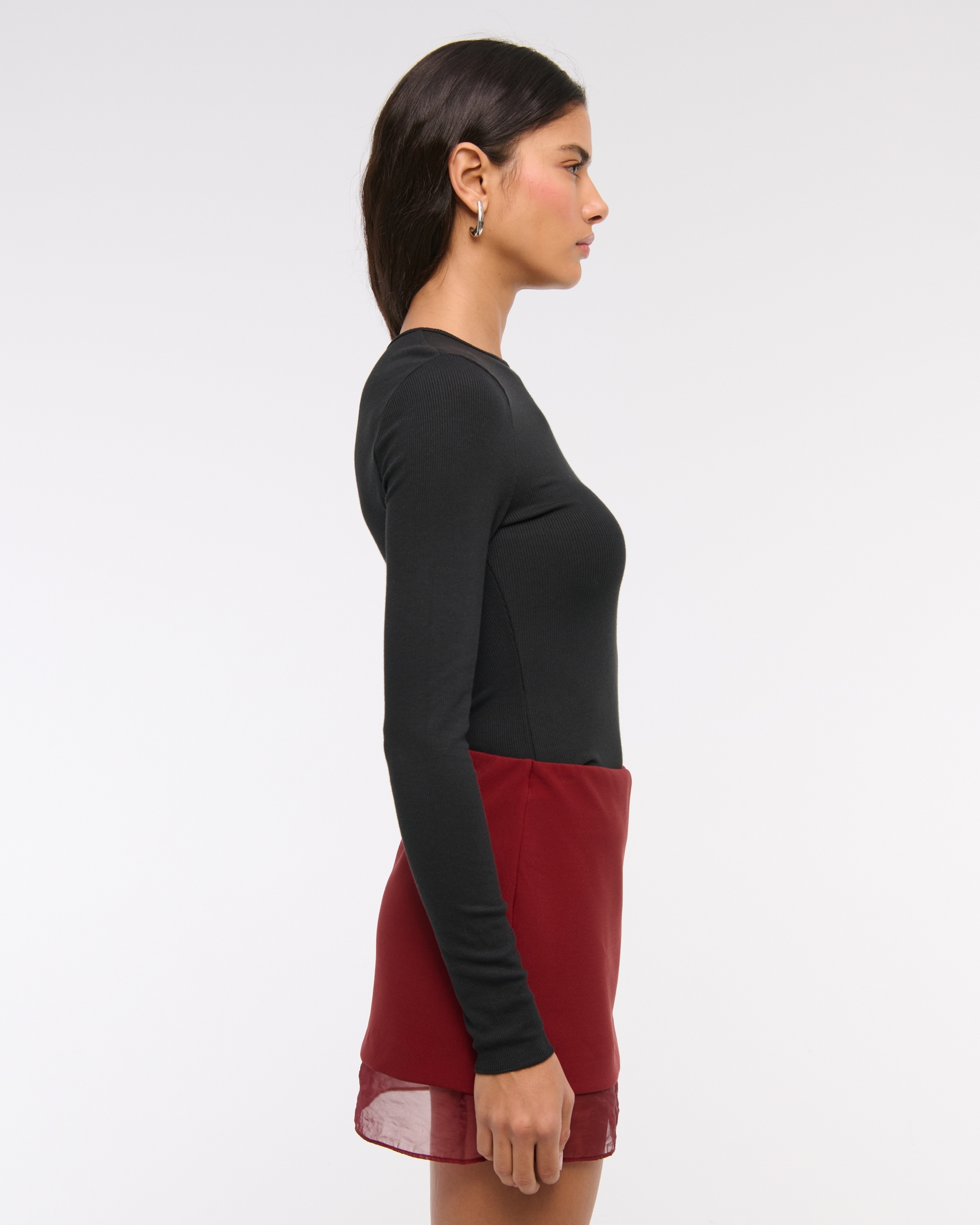 Mid Rise Sheer Hem Mini Skort