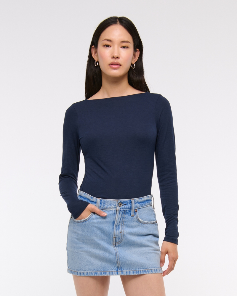 Low Rise Denim Mini Skirt