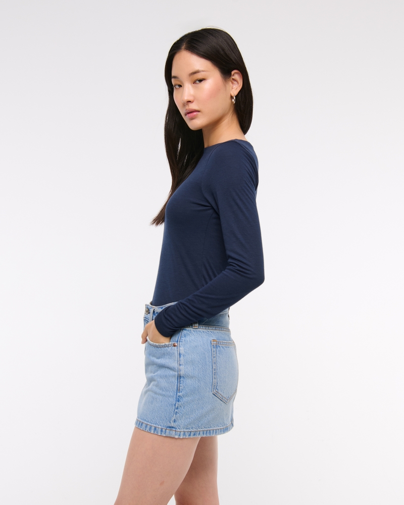 Low Rise Denim Mini Skirt