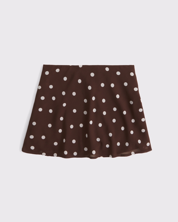 Pattern Mini Skort, Brown Polka Dot