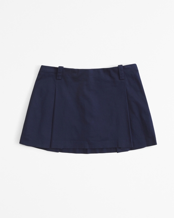 Women's White Pleated Mini Skort with Side Tie Detail