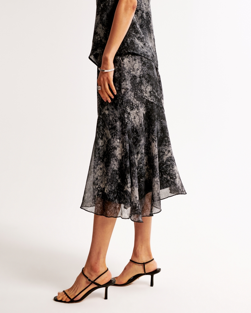 Crinkle Asymmetrical Midi Skirt