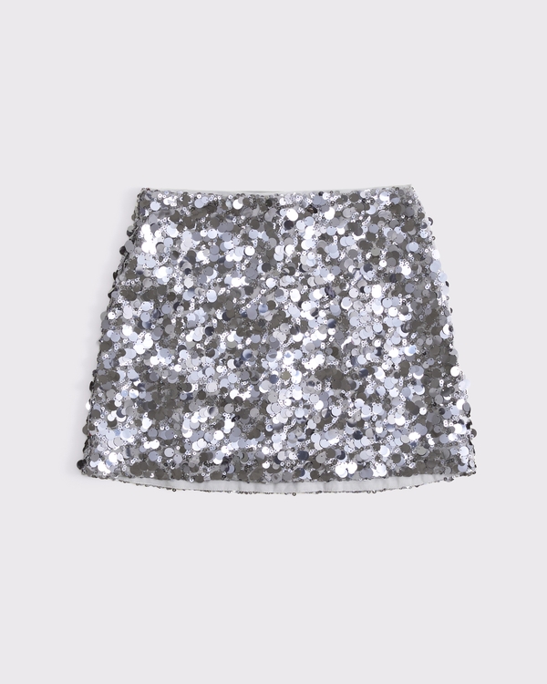 Sequin Mini Skort, Silver