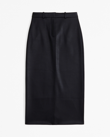 スカート musinsastandardwoman Women's Vegan Leather Slit Long Skirt B WOMENS VEGAN LEATHER SLIT LONG SKIRT [BLACK] | KRAZZY