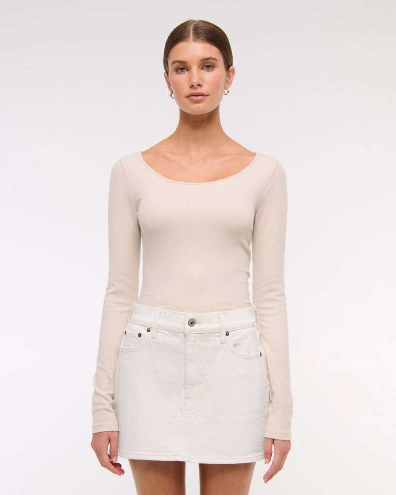 Mid Rise Denim Mini Skirt