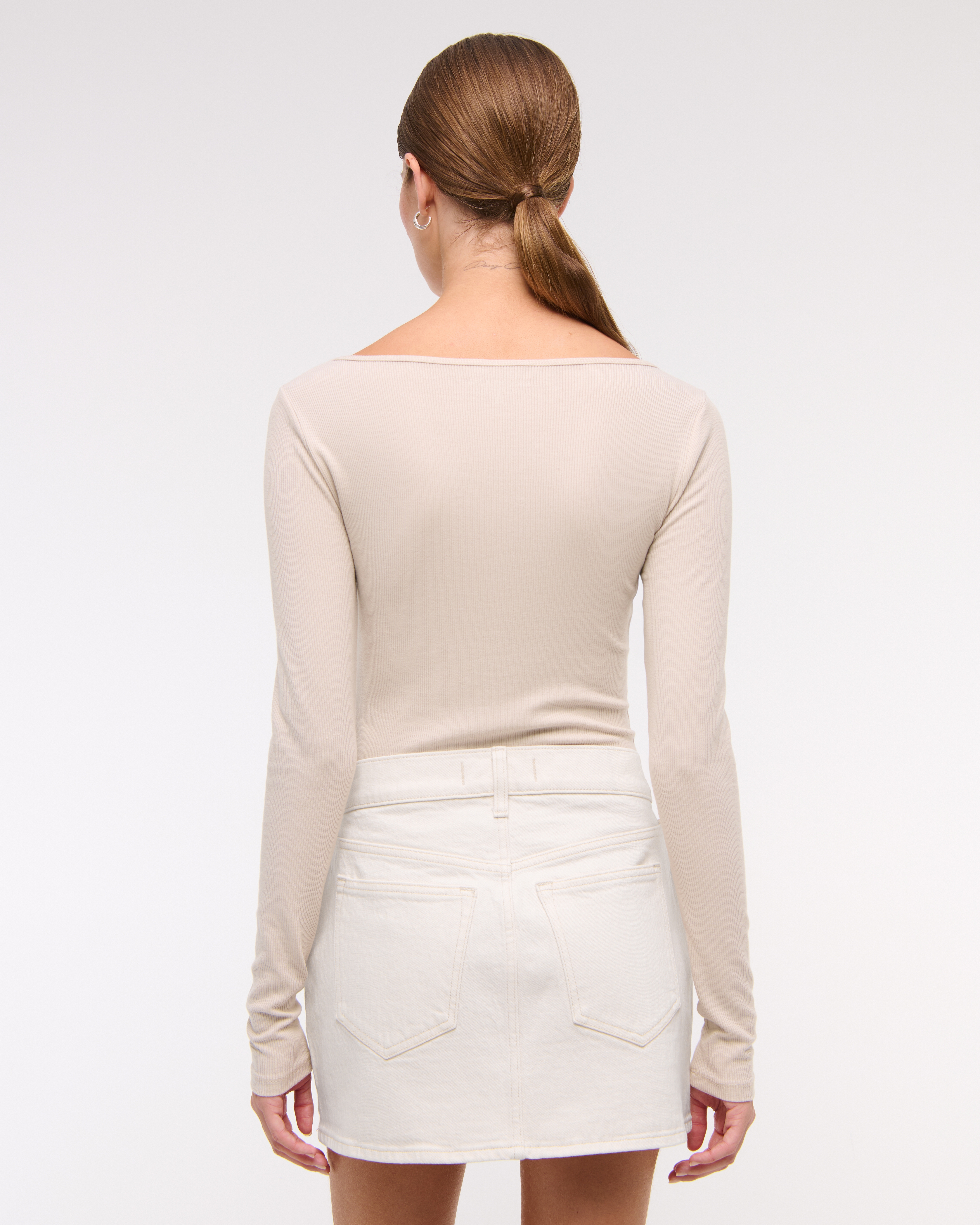 Abercrombie & Fitch Mid Rise Denim Mini Skirt In White